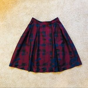 Beautiful red, blue, and black jacquard skirt